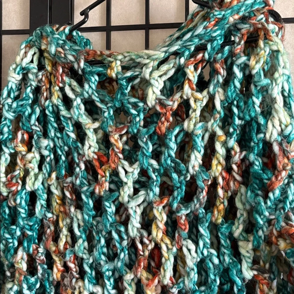 Handmade Multicolor Crochet Hoodie Knit Sweater - Picture 3 of 9